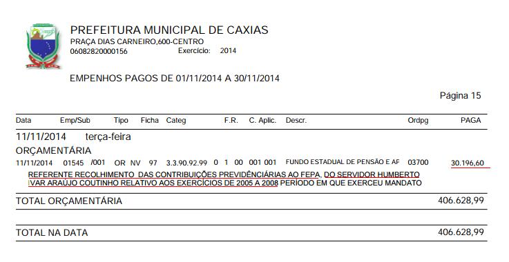 Fundo de pensão parlamentar descontado pela prefeitura de Caxias é algo inédito no país