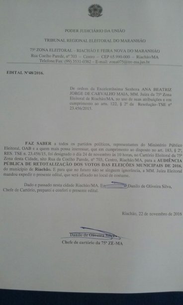 Reforma Eleitoral 2015 foi ignorada em Riachão-MA